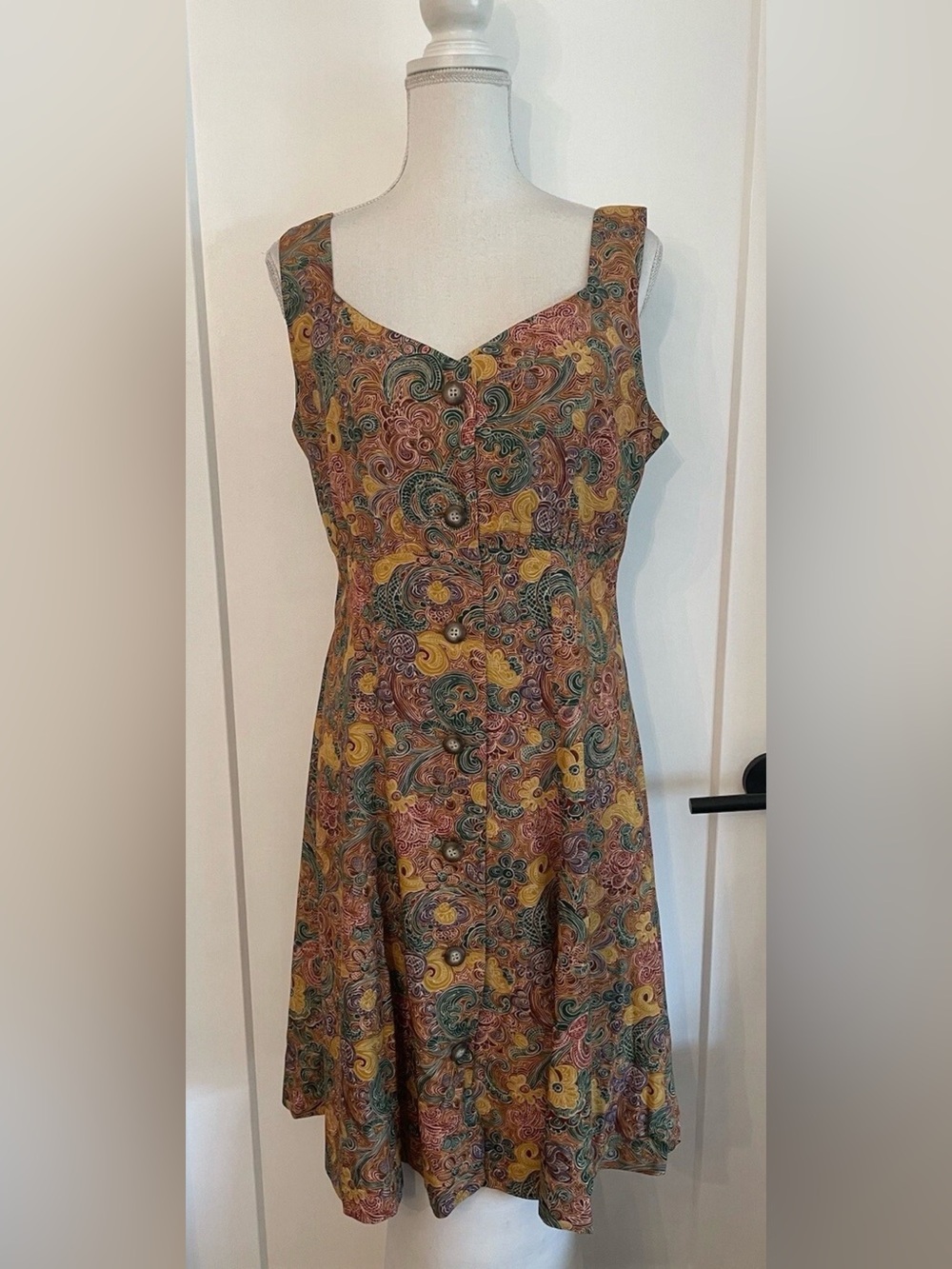 Vtge Banana Republic Safari & Travel Clothing Co. Paisley Buttoned Sundress (12)